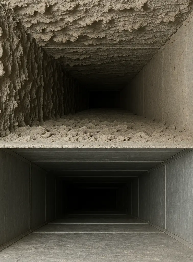 Before and after duct cleaning in South Houston Texas